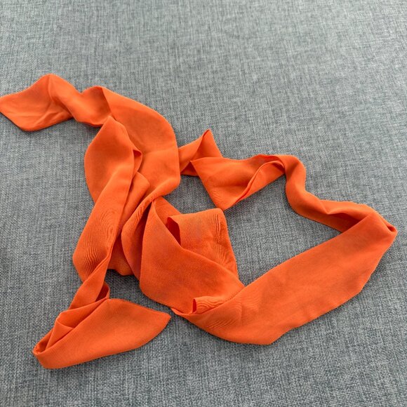 ELLE Sundress Medium Orange & White Lined Sleeveless Scoop Neck Belt Tie include - Picture 3 of 13